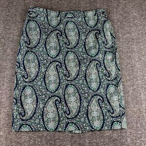 J. Crew Paisley Pencil Skirt - Navy and Teal Size 6